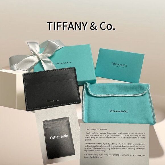 Tiffany & Co. Unisex Black Leather Cardholder - Picture 6 of 6